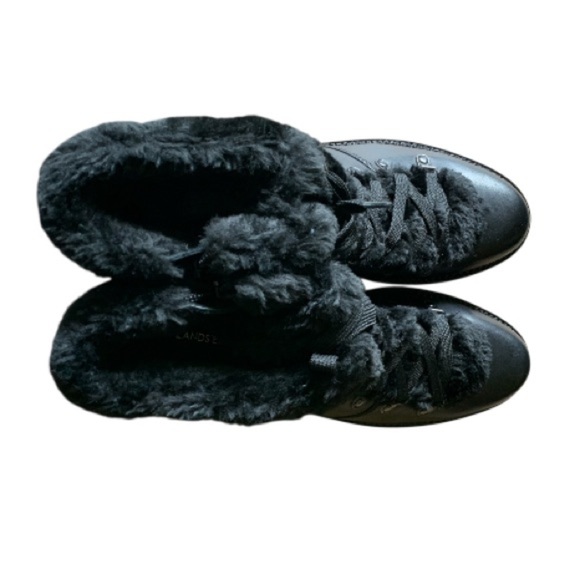 LANDSEND Women’s Leather Faux Fur Cuff Booties, Side Zip - Picture 11 of 15